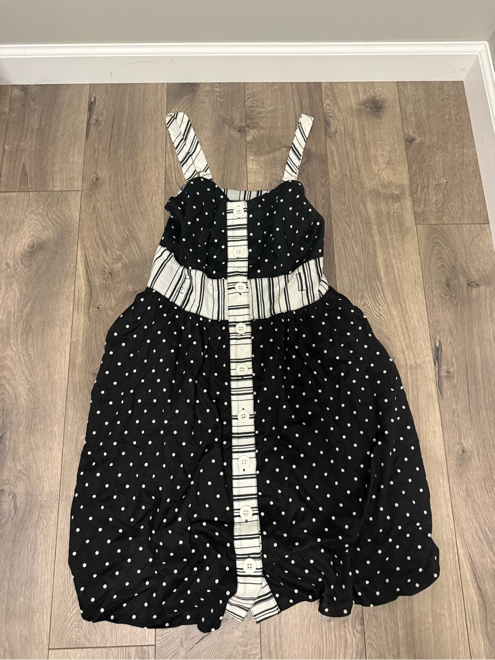 Candie's Black and White Polka Dot Button-Front Mini Dress